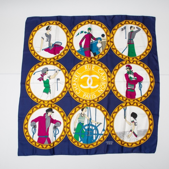 CHANEL VINTAGE RUE CABMON PARIS HOBBY SILK SCARF - Picture 3 of 8